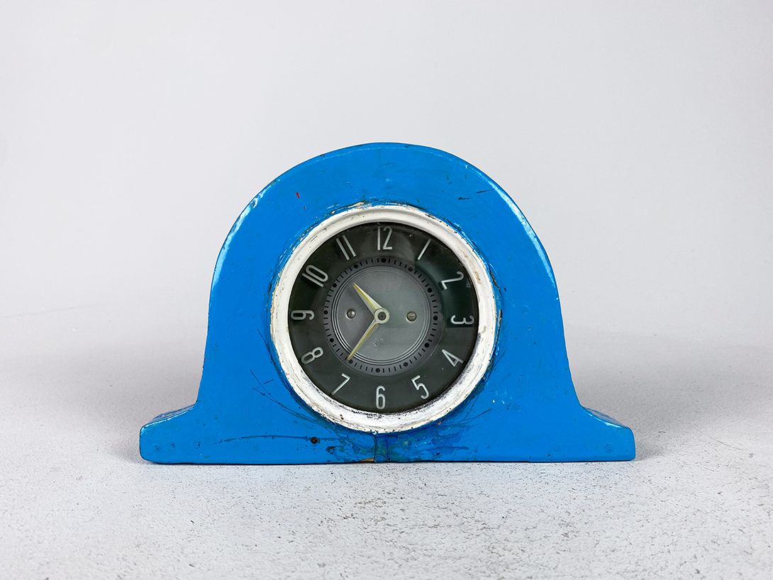 Foto Very Antique Clock with blue painted Wooden Frame h17