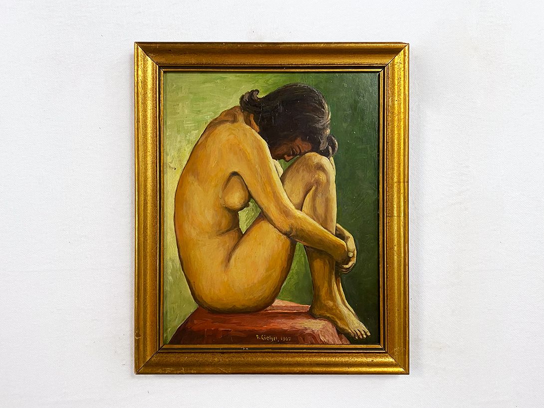 Foto Oil Painting of a Melancholy Woman 1967 h36 20B7