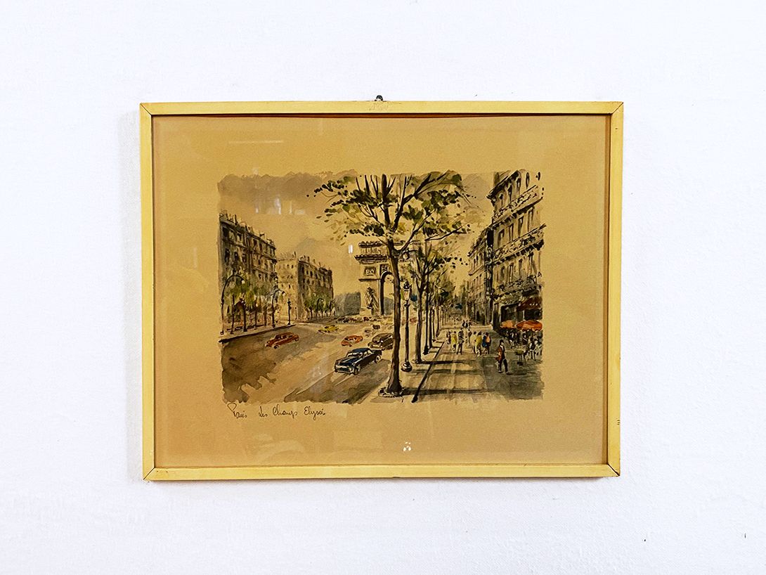 Foto Watercolor Painting of Avenue des Champs-Élysées h34x47 16A19