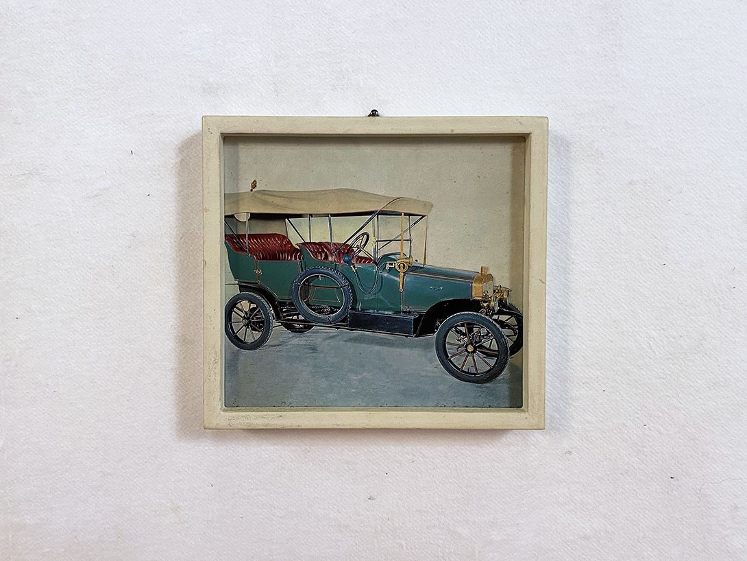 Foto Petite Watercolor Painting of a 1910s Tarped Automobile Car Oldtimer in Green 16&#215;17 13A18