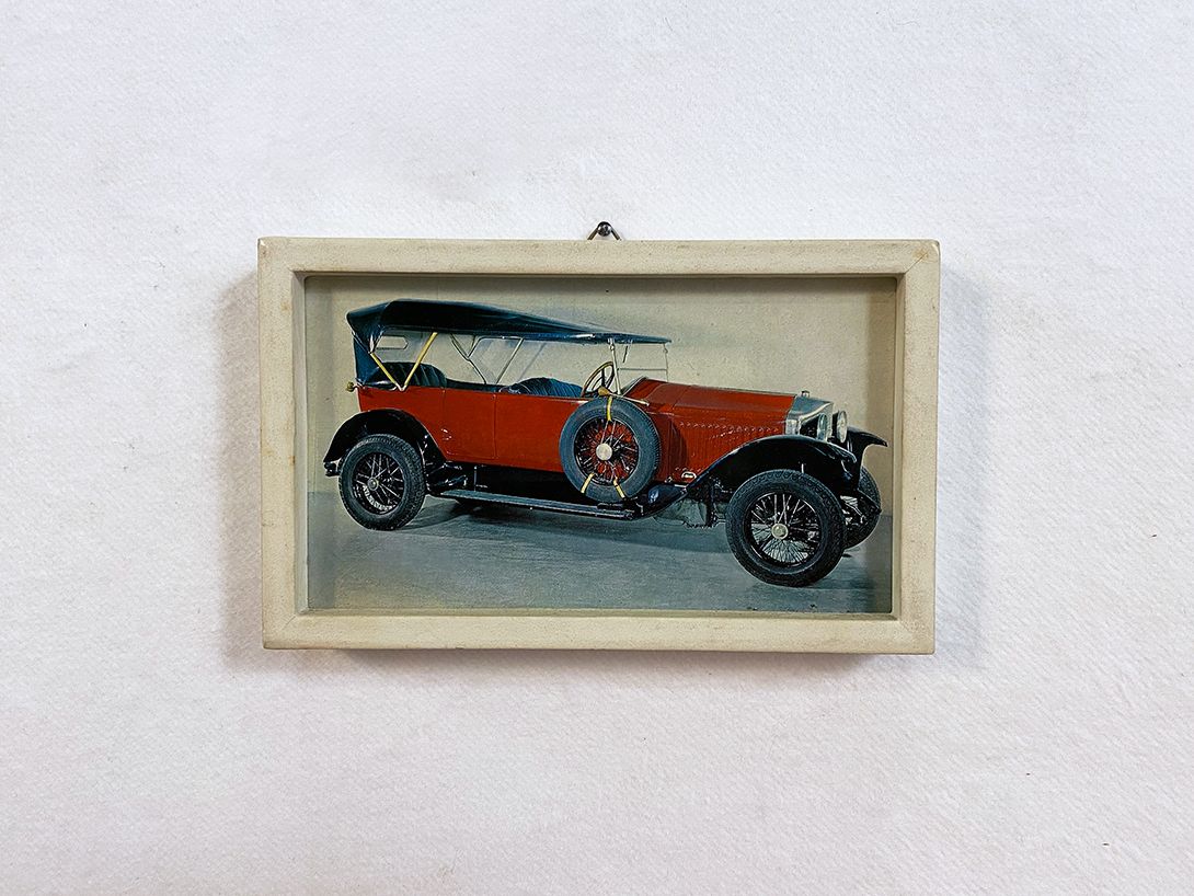 Foto Petite Watercolor Painting of a 1910s Automobile Car Oldtimer in Red and Blue h11x17 13A22