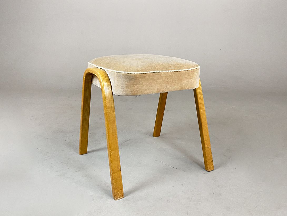Foto Beige Ottoman with Wooden Legs h47