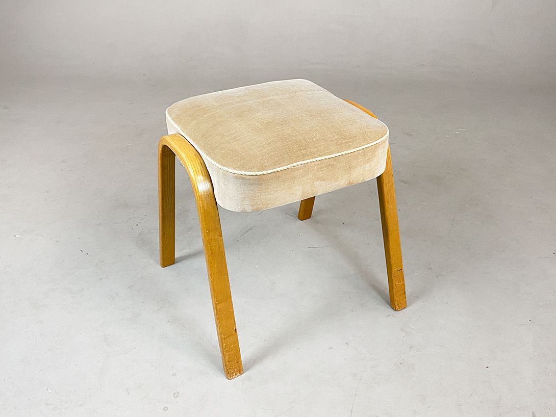 Foto Beige Ottoman with Wooden Legs h47