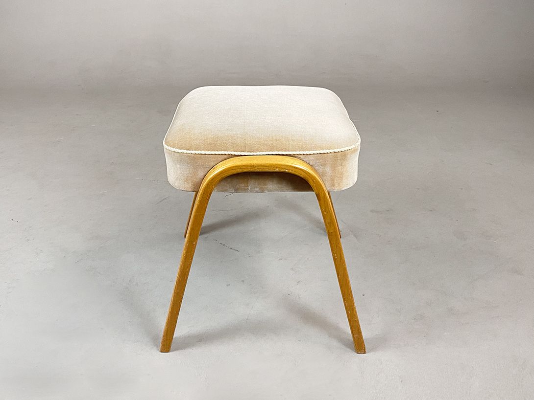 Foto Beige Ottoman with Wooden Legs h47
