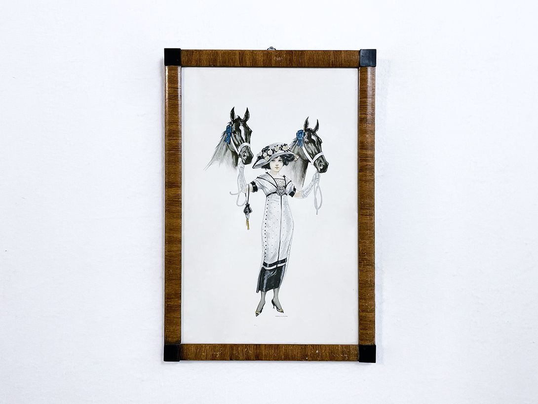 Foto Biedermeier Lithography Girl with Horses by Charles W. Holmes 45&#215;31 26C17