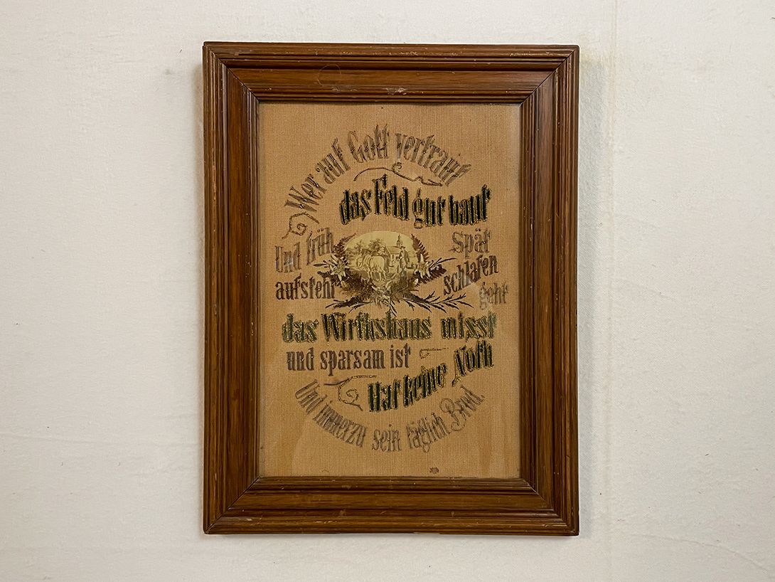 Foto Ancient Christian German Embroidery Script House Blessing 50&#215;39 15A15