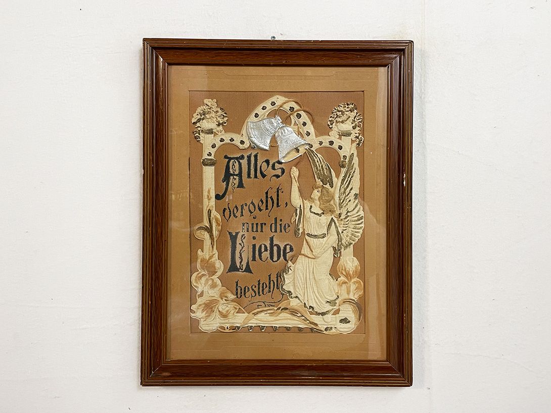 Foto Ancient Christian German Embroidery Script House Blessing 54&#215;42 15A13