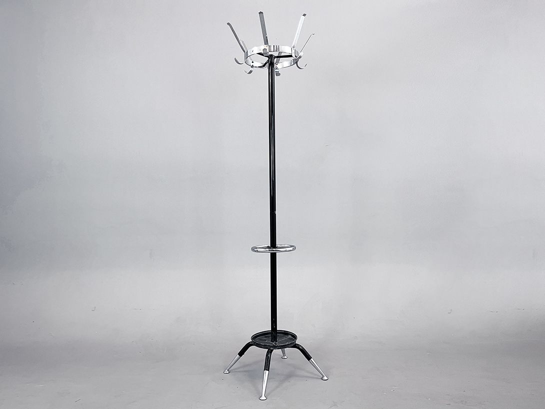 Foto Black Metal Coat Stand with Silver Top h180