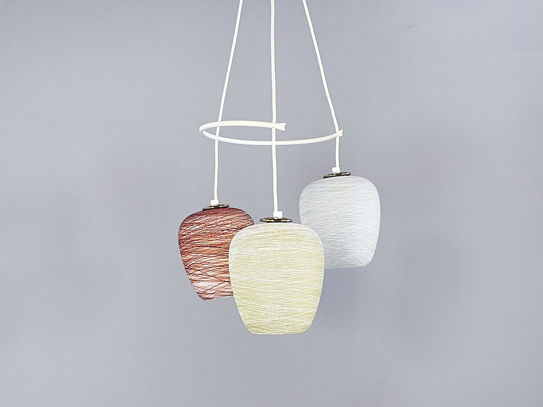 Foto Tricolor Pendant Lamp wit Three Glass Shades 1954 h99 //