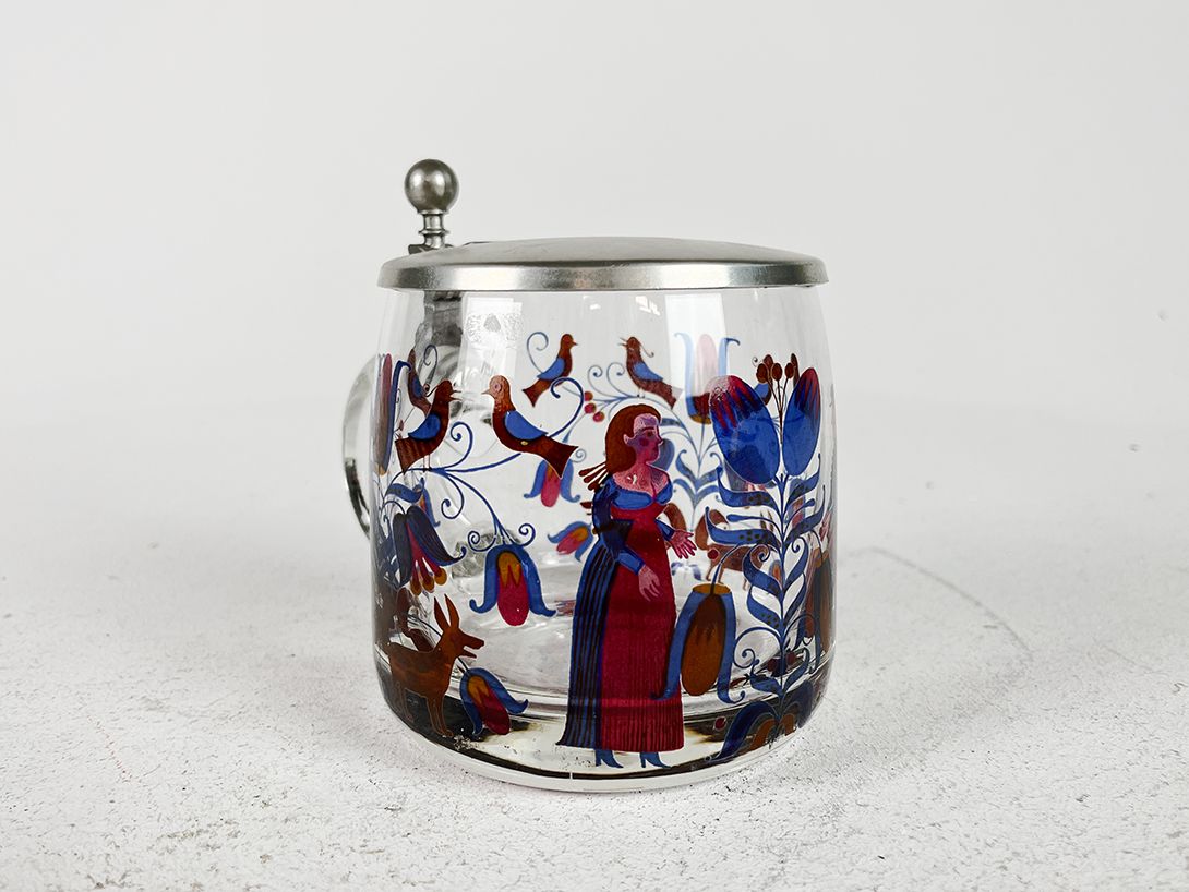 Foto Detailed Enchanted Glass Jug with Metal Lid h13x15x10