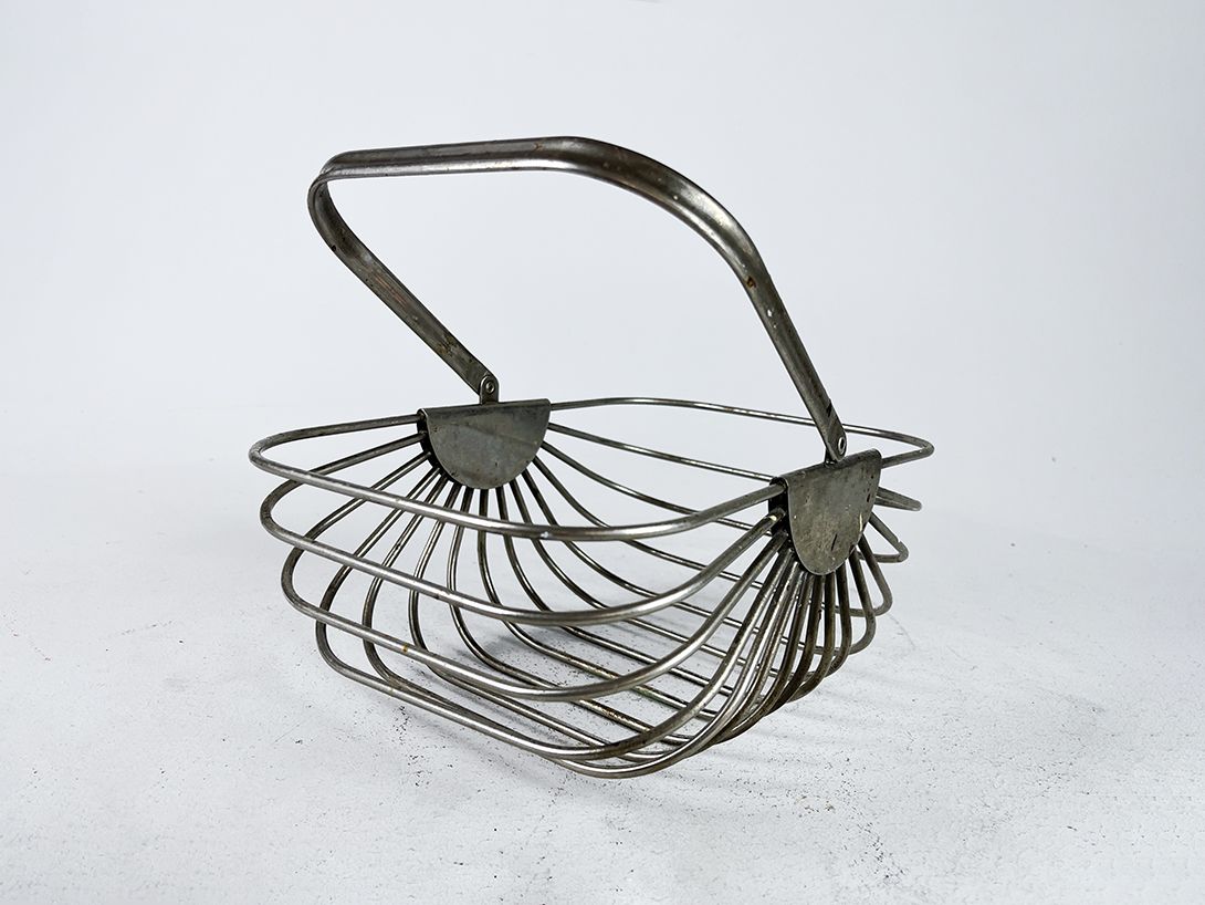Foto Silver Metal Fruit Basket 29x31x20