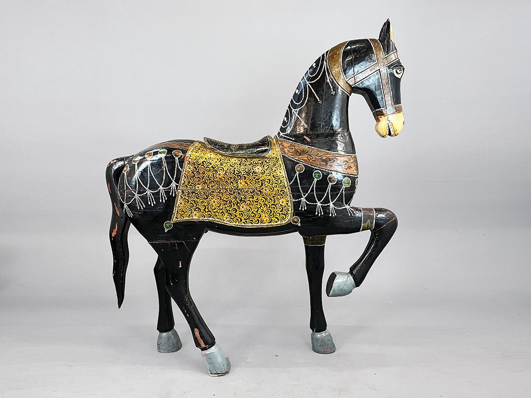 Foto Massive Teakwood Horse Indian Folklore Goa 1810 h180x160x50