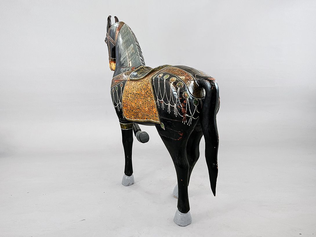 Foto Massive Teakwood Horse Indian Folklore Goa 1810 h180x160x50