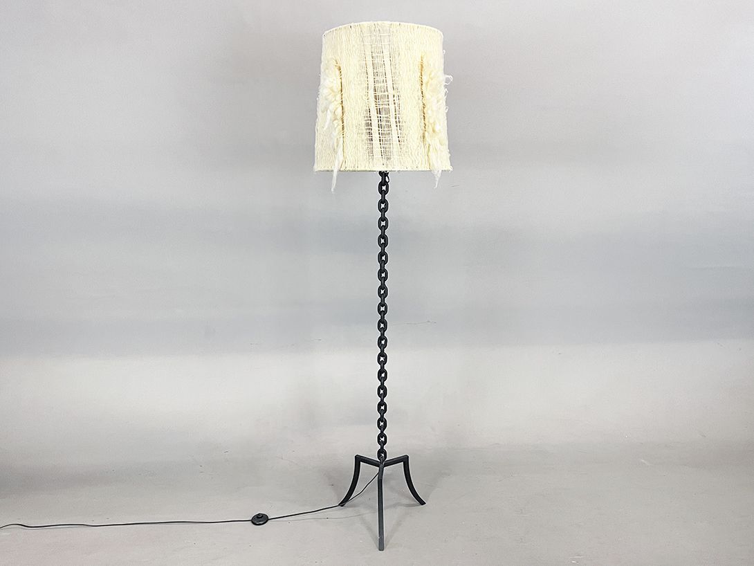 Foto Tall Floor Lamp, Loose Woven Shade on Chain Foot h190 D3