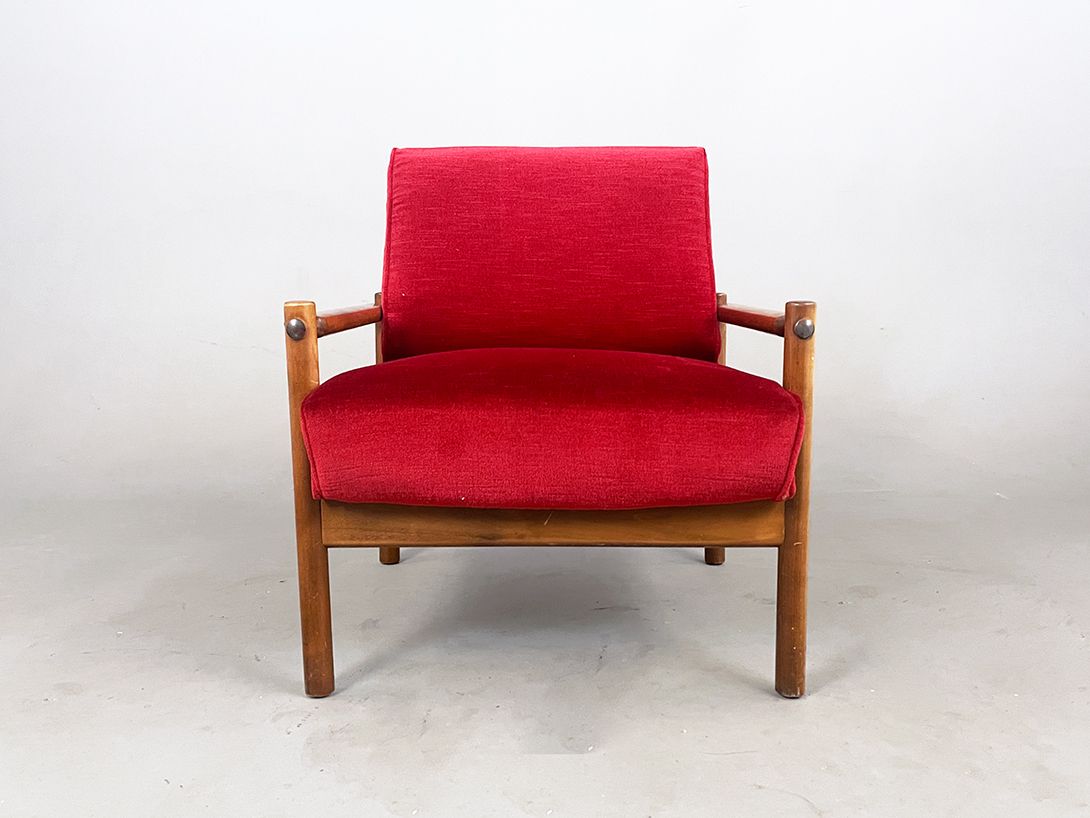 Foto Crimson Red Velvet Armchair h80
