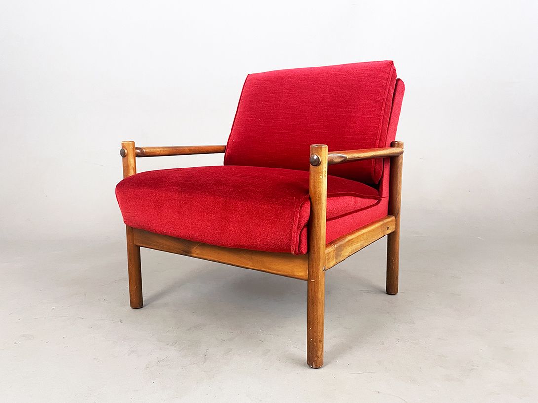Foto Crimson Red Velvet Armchair h80