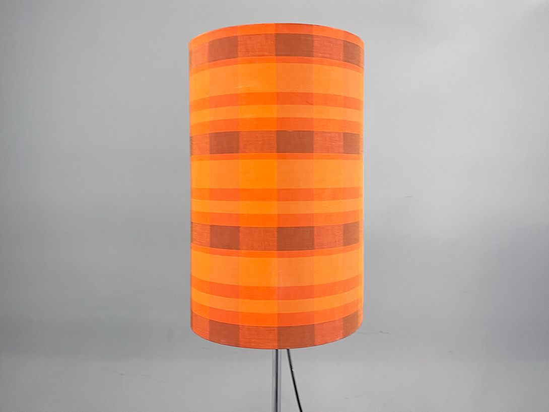 Foto Floor Lamp with Orange Plaid Textile Shade h182 G1+