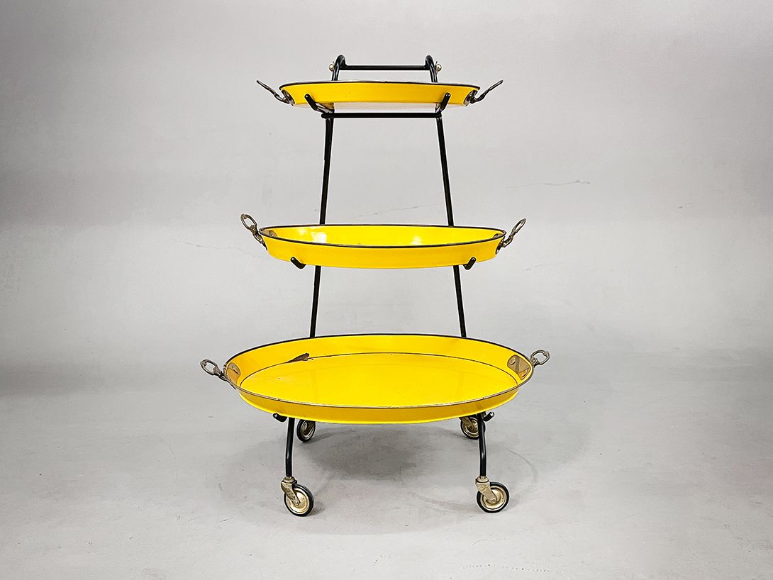 Foto Etagere Serving Cart in Bright Yellow Enamel h93