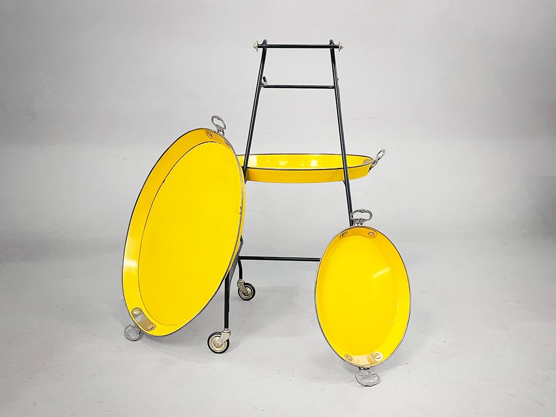 Foto Etagere Serving Cart in Bright Yellow Enamel h93