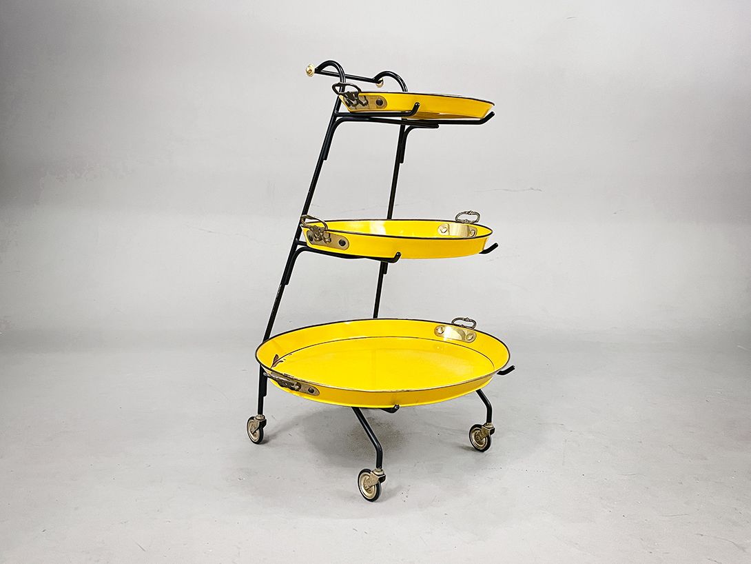 Foto Etagere Serving Cart in Bright Yellow Enamel h93