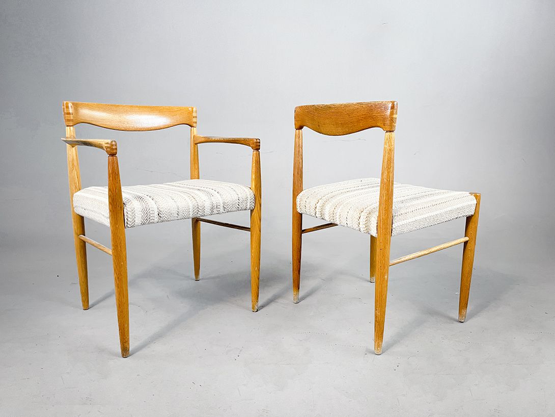 Foto Teak Armchair with Striped Beige Seat Denmark h75