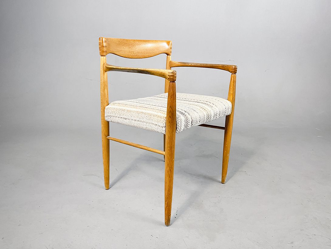Foto Teak Armchair with Striped Beige Seat Denmark h75