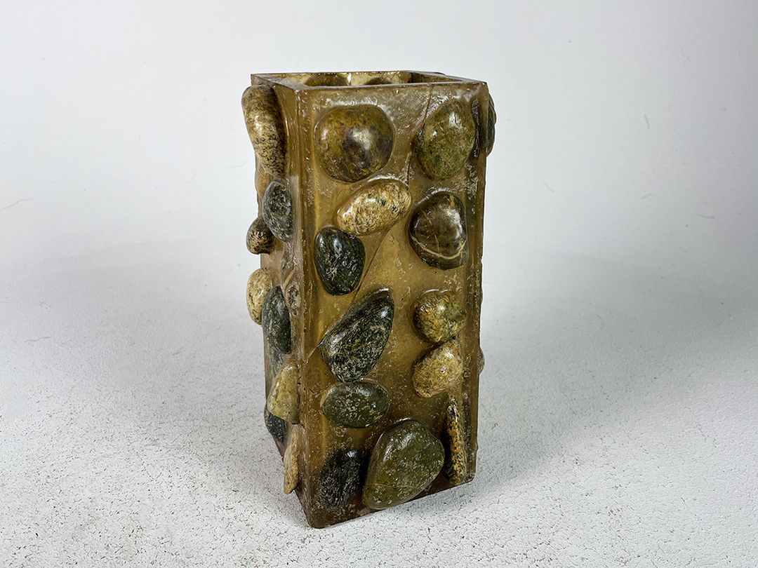 Foto Glass Vase embellished with Stones h15