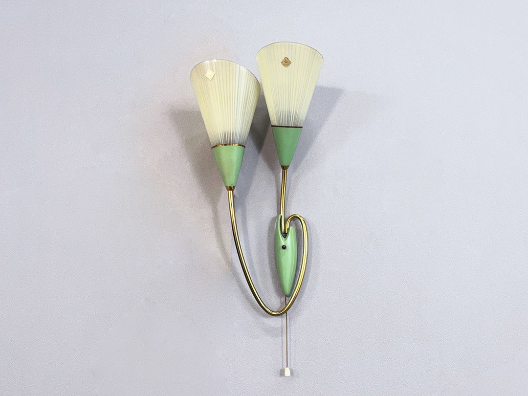 Foto Art Deco Mint Green Golden Wall Lamp h43