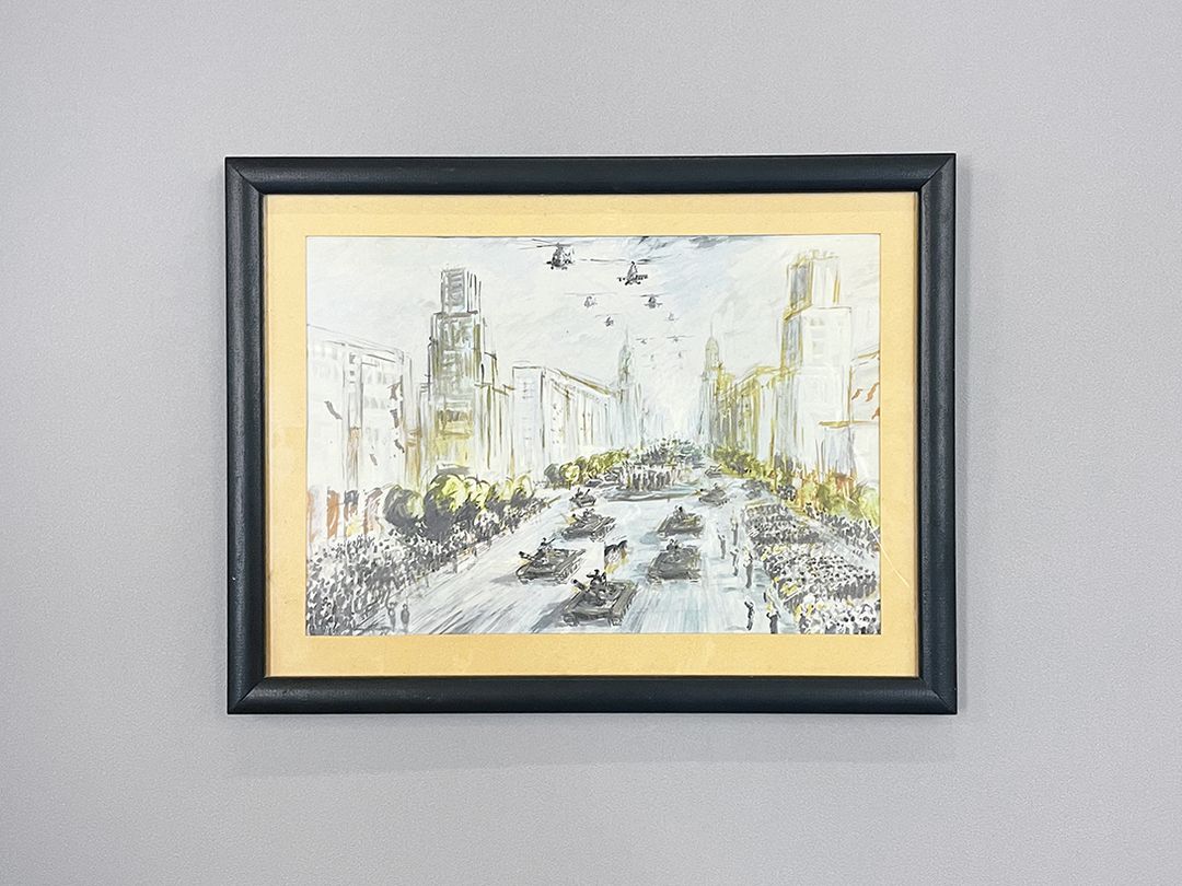 Foto Aquarell of Parade on Stalinallee GDR 33&#215;43 19C13
