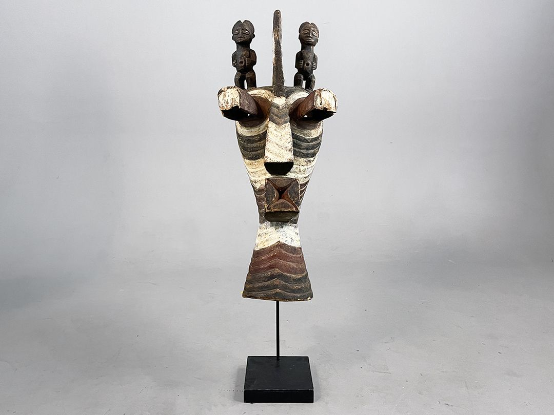 Foto High African Sculpture Head On Base h105