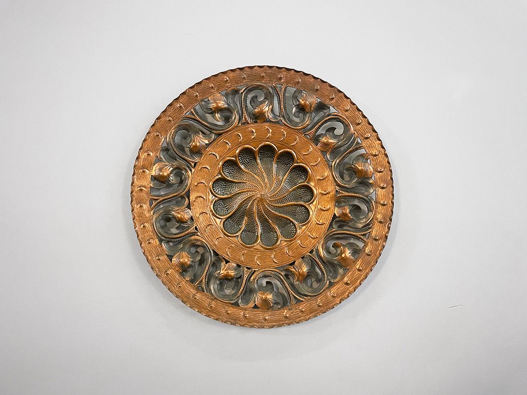 Foto Copper Wall Plate Egidio Casagrande Italy Borgo Valsugana, 1940s ø67