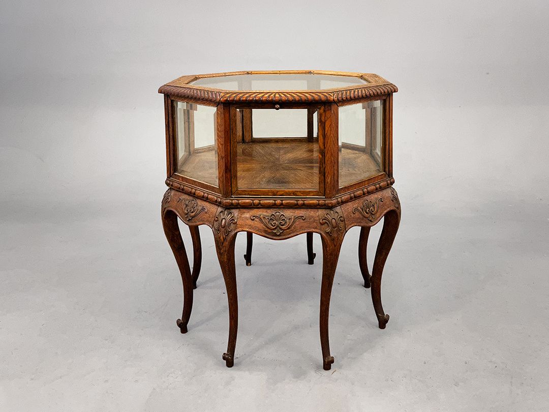 Foto Rare Antique Octagonal Bijouterie Showcase Table, Bavaria 1815
