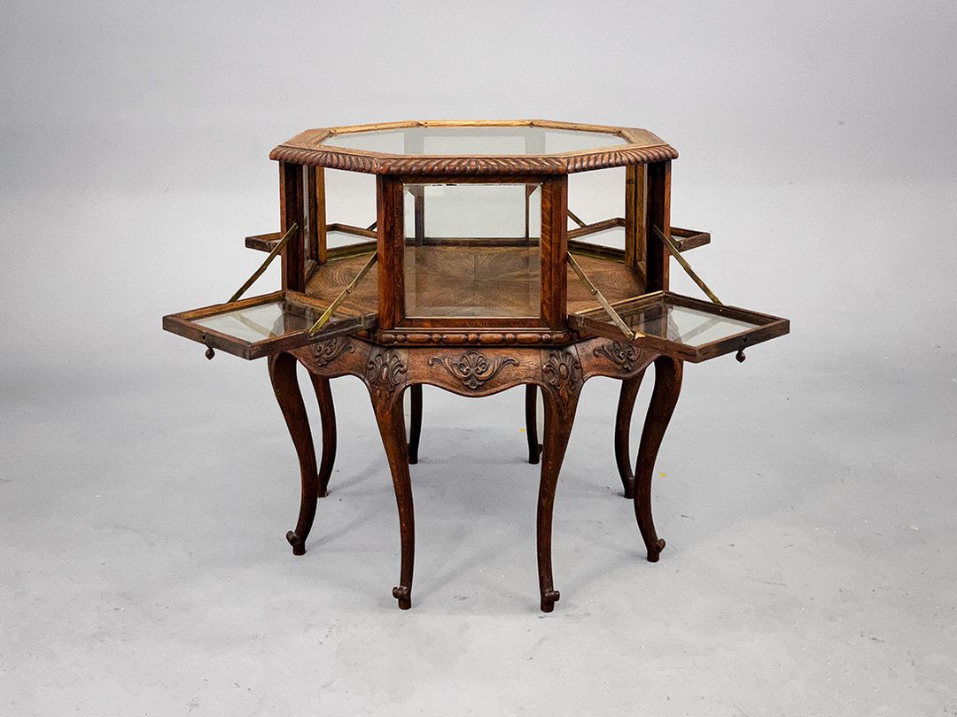 Foto Rare Antique Octagonal Bijouterie Showcase Table, Bavaria 1815
