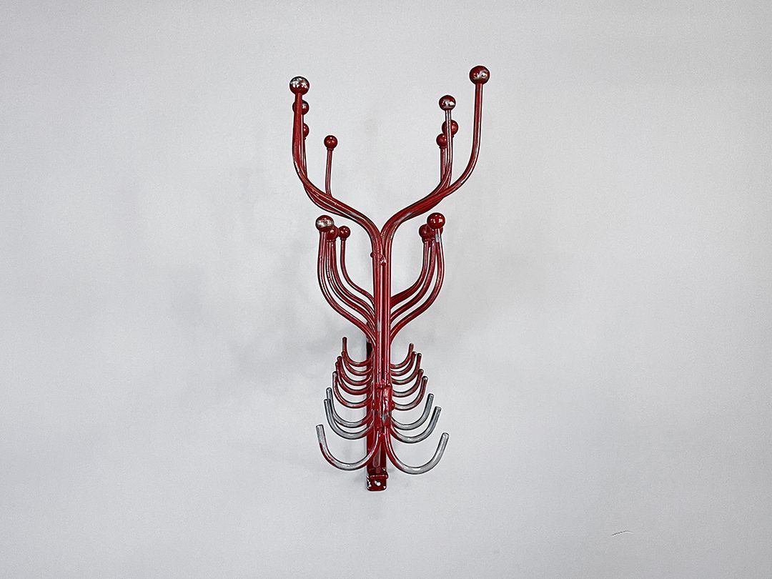 Foto Manoeuvrable Industrial Red Coat Rack