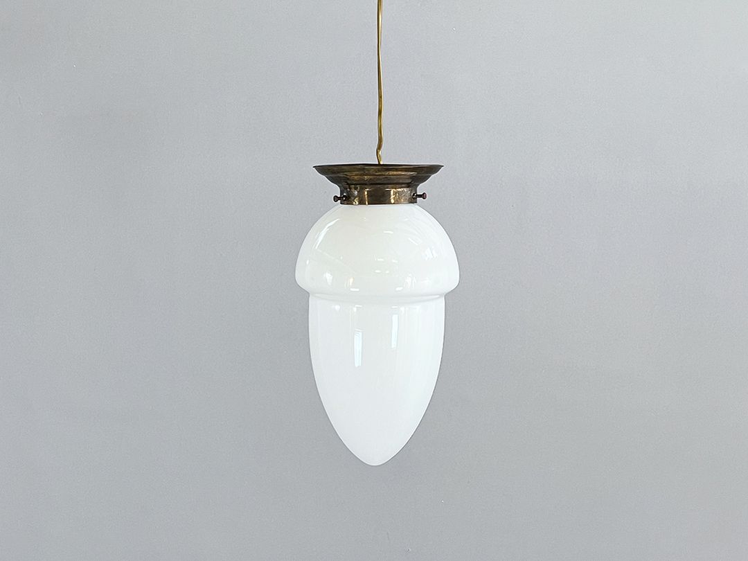 Foto Art Deco Jugendstil Acorn Opal Glass Pendant Lamp h35