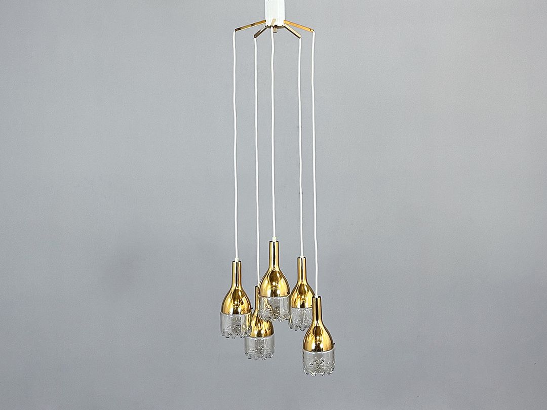 Foto Hillebrand Cascading Glass Pendant Lamp, 1960s