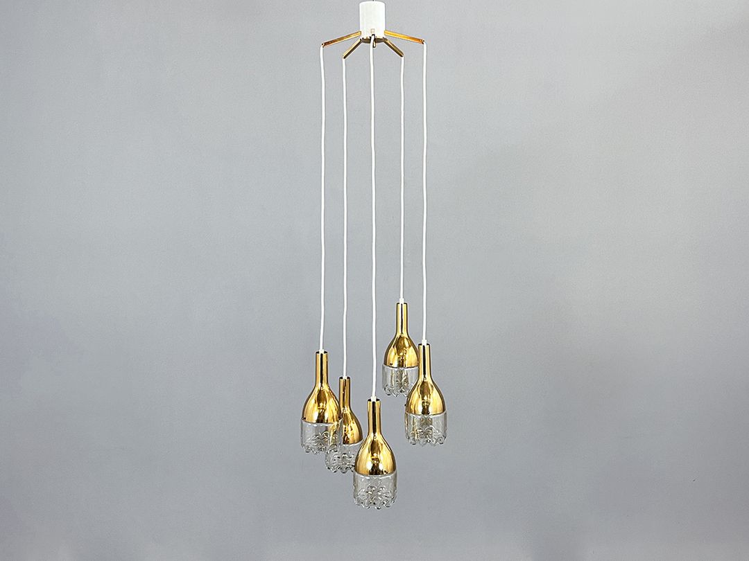 Foto Hillebrand Cascading Glass Pendant Lamp, 1960s