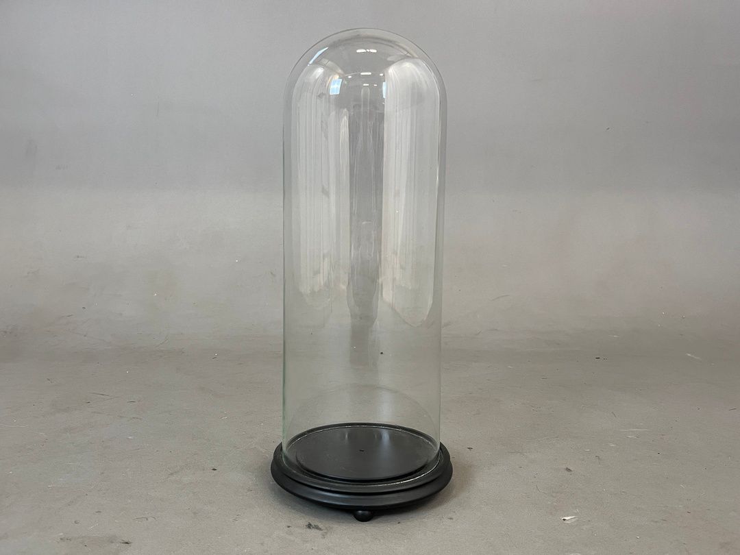 Foto Slim Glass Cloche Bell Jar Showcase on Feet h50