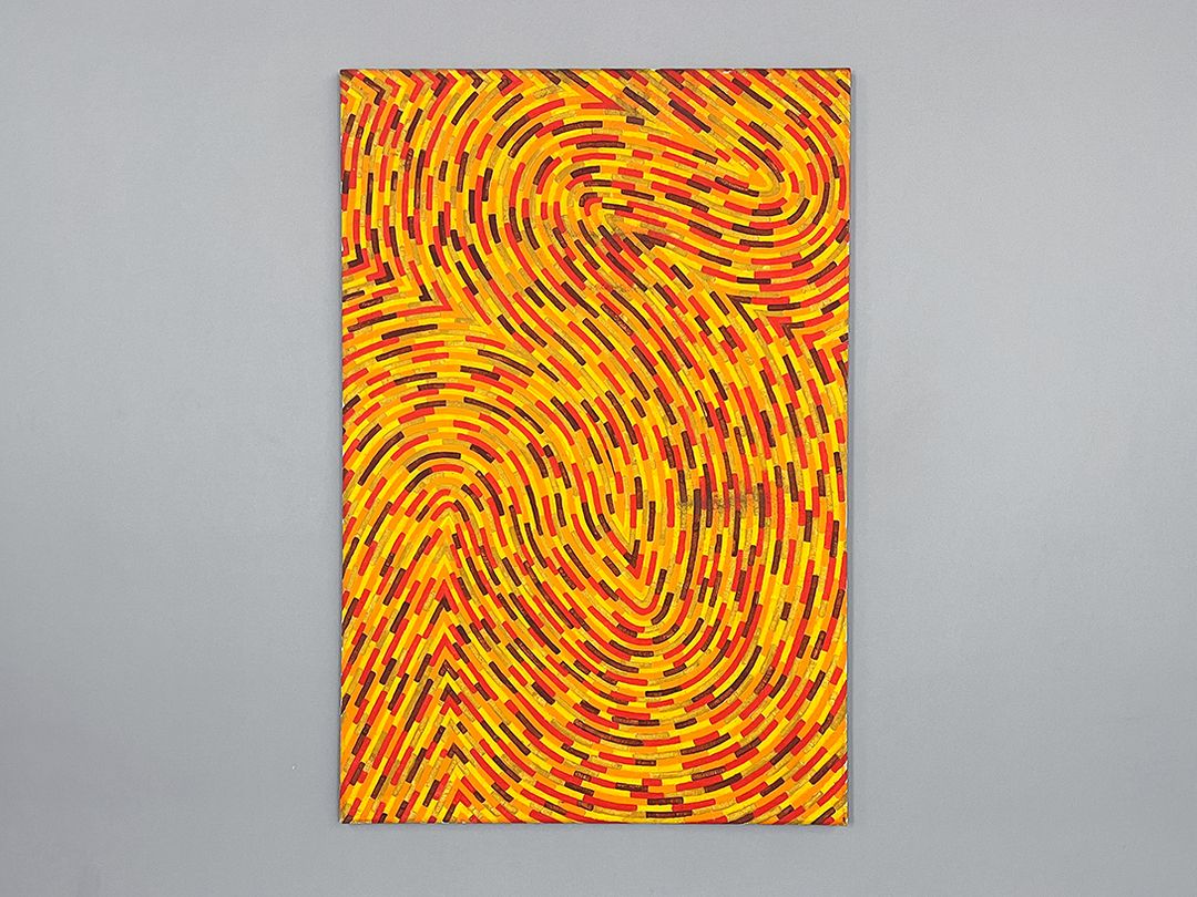 Foto Abstract Swoosh Line Work Painting, Orange Colors h121x80