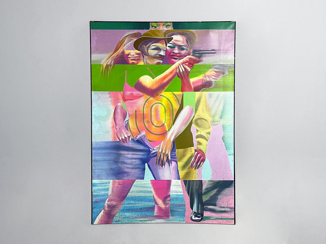 Foto Abstract Painting of Modern Gunmen, Bright Colors h175x131