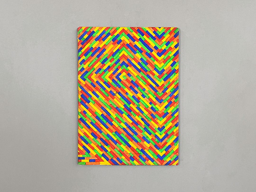 Foto Super Colorful Abstract Line Work Painting, Rectangle h55x40