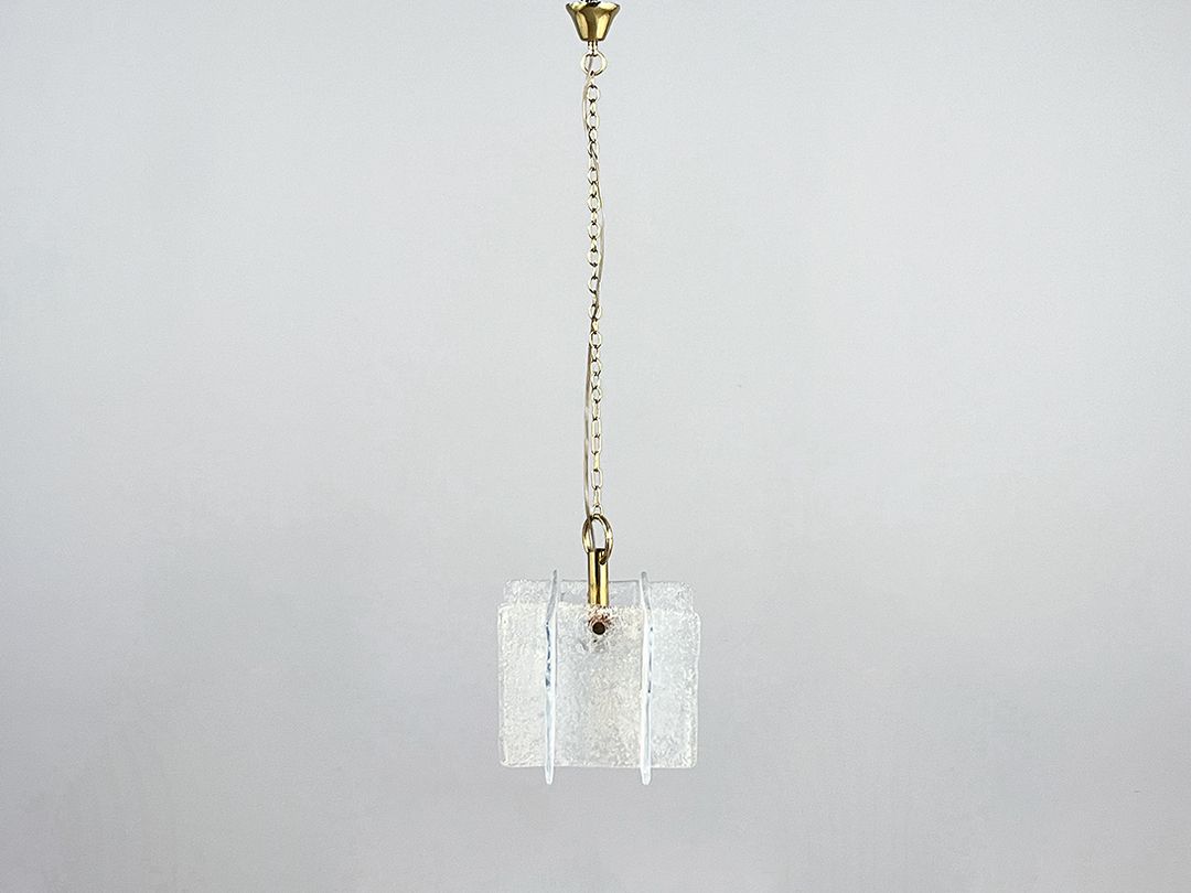Foto Murano Glass Hanging Lamp with Brass 1972 h110