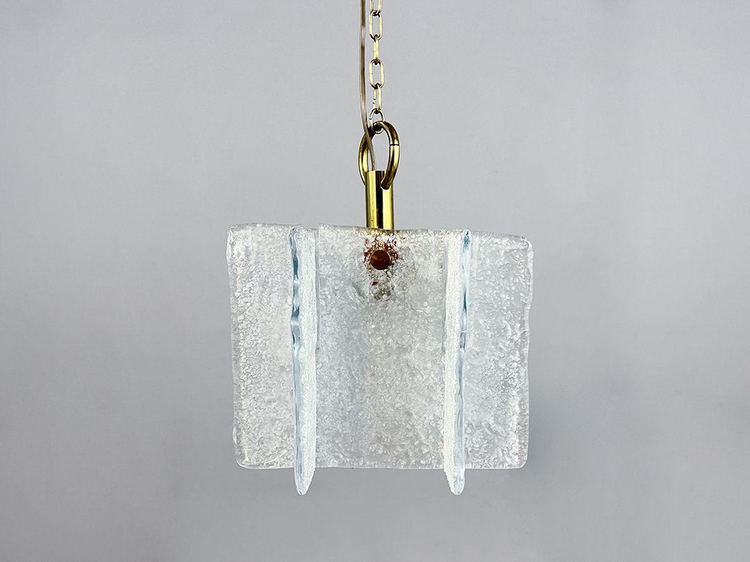 Foto Murano Glass Hanging Lamp with Brass 1972 h110