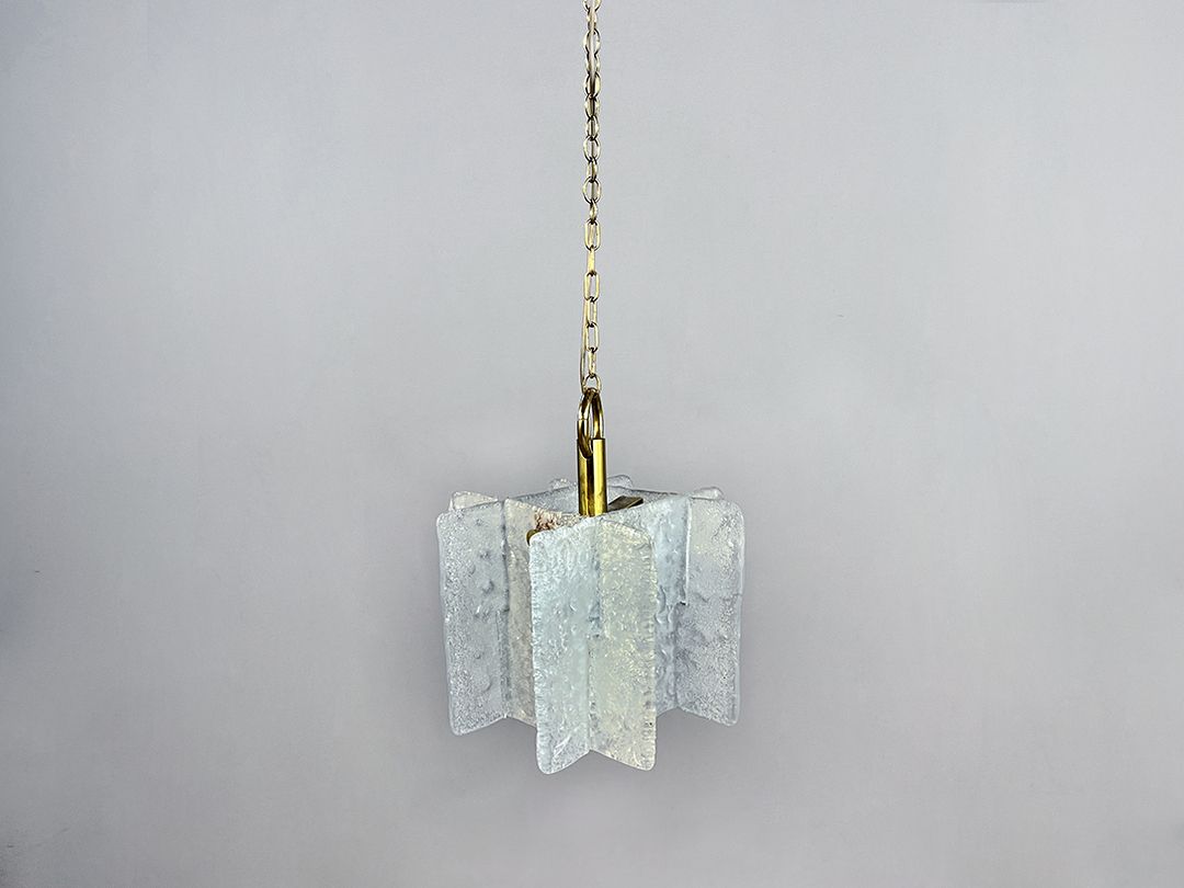Foto Murano Glass Hanging Lamp with Brass 1972 h110