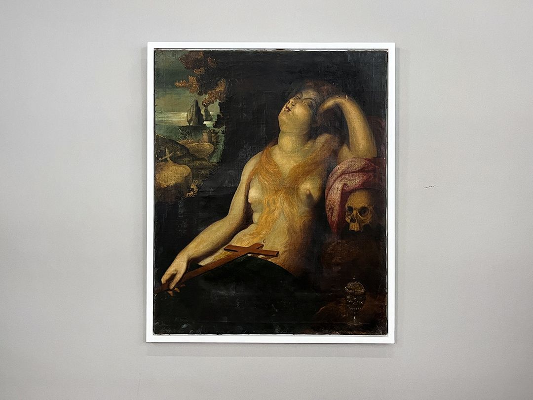 Foto Oil Painting of the Sleeping Loreley, Rhine Goddess with Symbols of Death Cologne 1850 h97x78 Z3