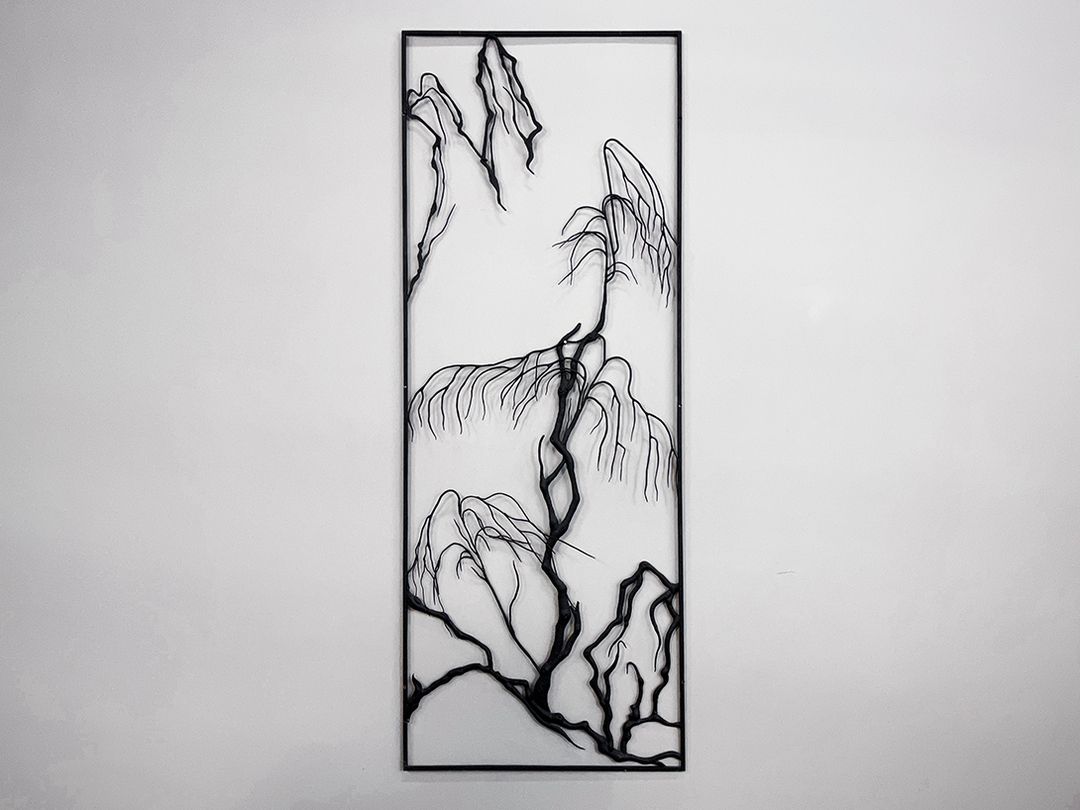 Foto Midcentury Metal Frame Branches Wall Art h161x61