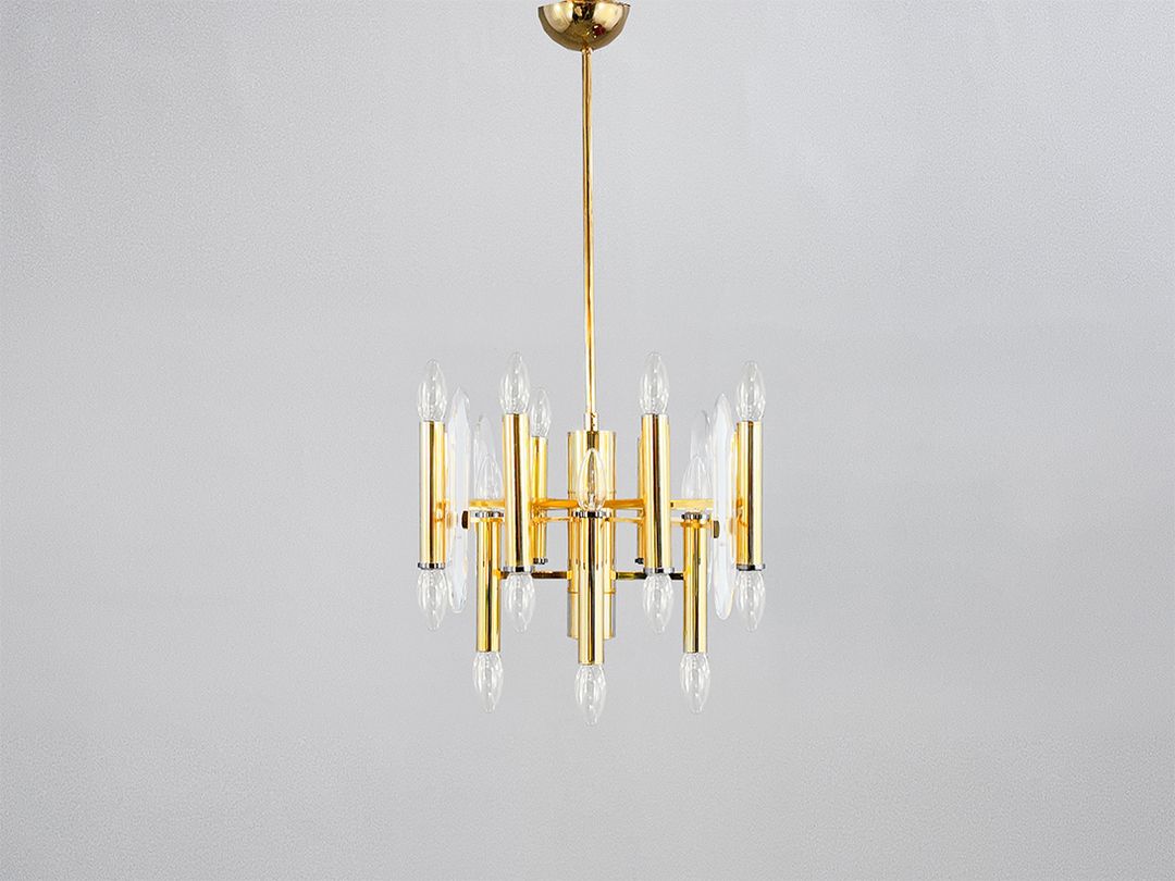 Foto Precious Modern Golden Chandelier in the Style of Gaetano Sciolari, 1960s