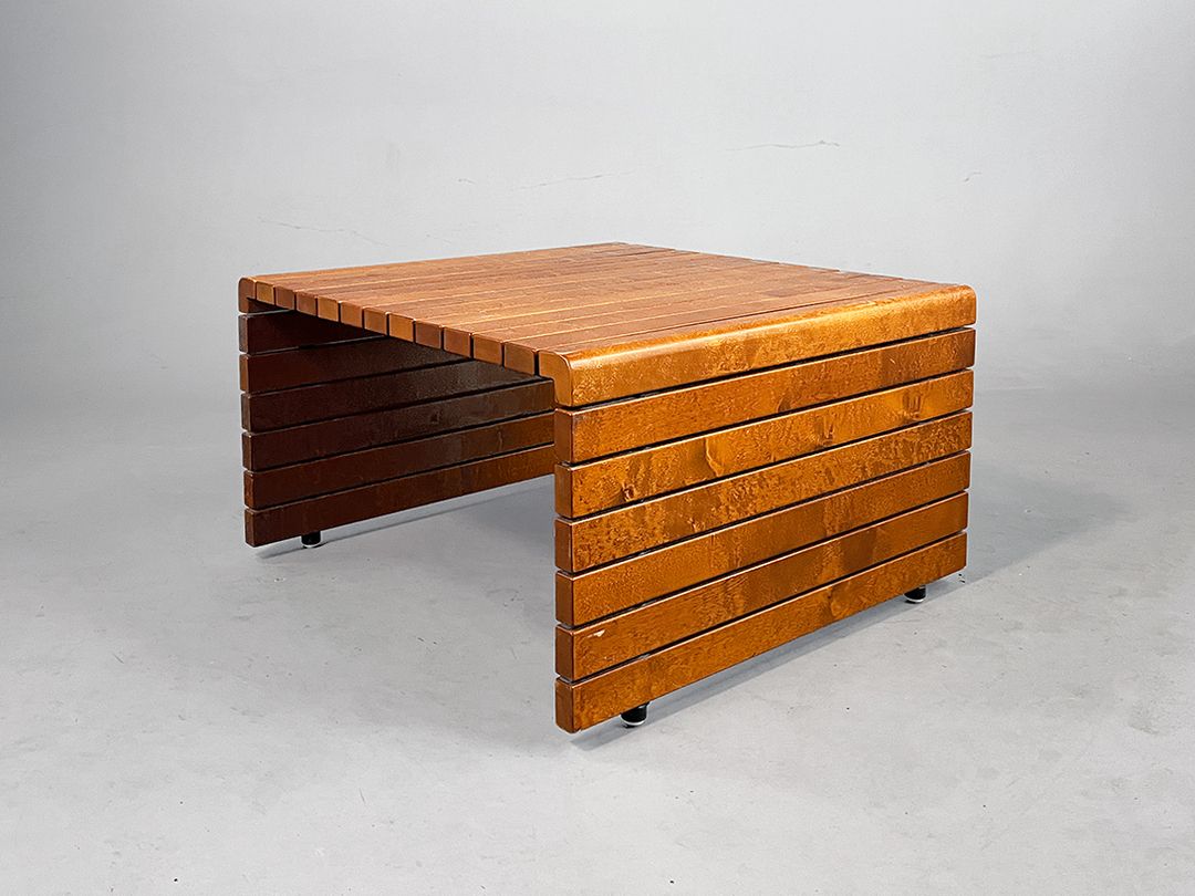 Foto Teak Pallet Bent Coffee Table by Elämisen Iloksi, Finnland 1960s h44x78x76 *Nn