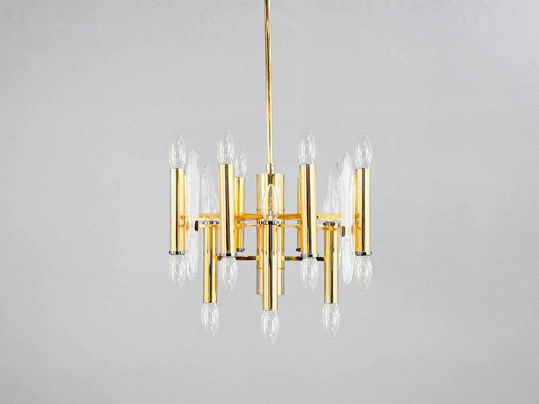 Foto Precious Modern Golden Chandelier in the Style of Gaetano Sciolari, 1960s