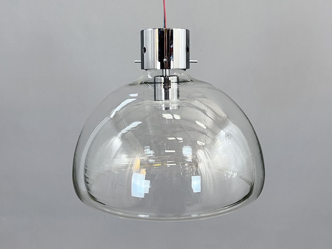 Foto Space Age Chrome And Glass Hanging Lamp h30